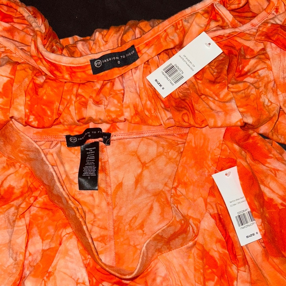 Fashion to Figure Orange Tie-Dye Wide Leg Pants - Picture 3 of 3